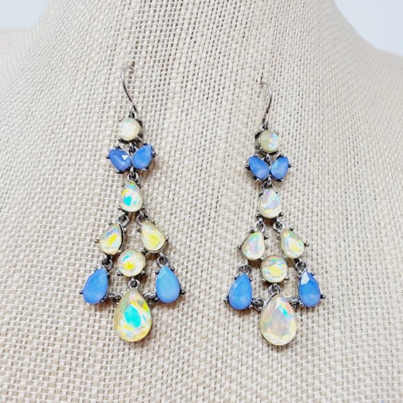 Vintage Monet Iridescent Chandelier Earrings - Picture 3 of 7